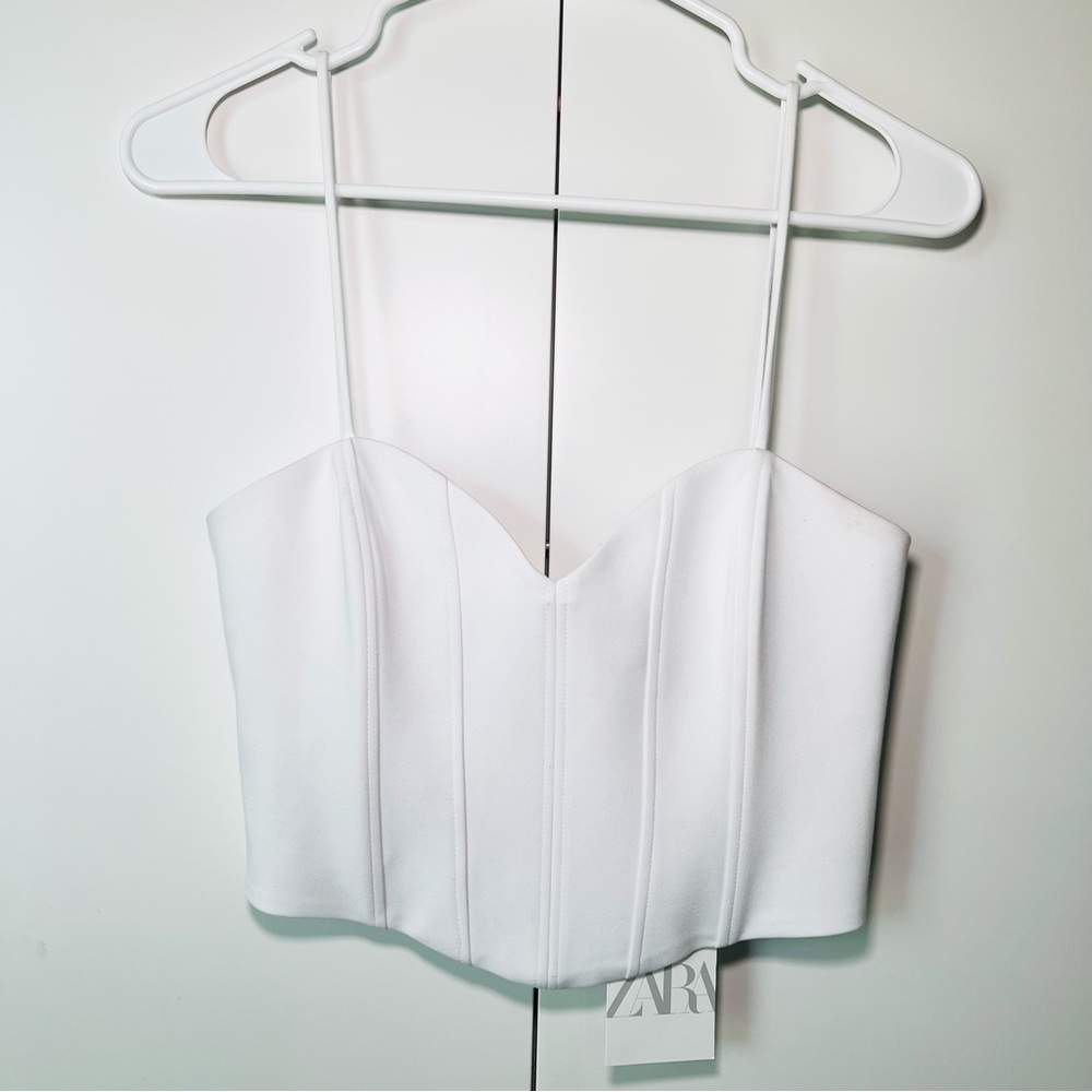 Zara White Cropped Corset Top